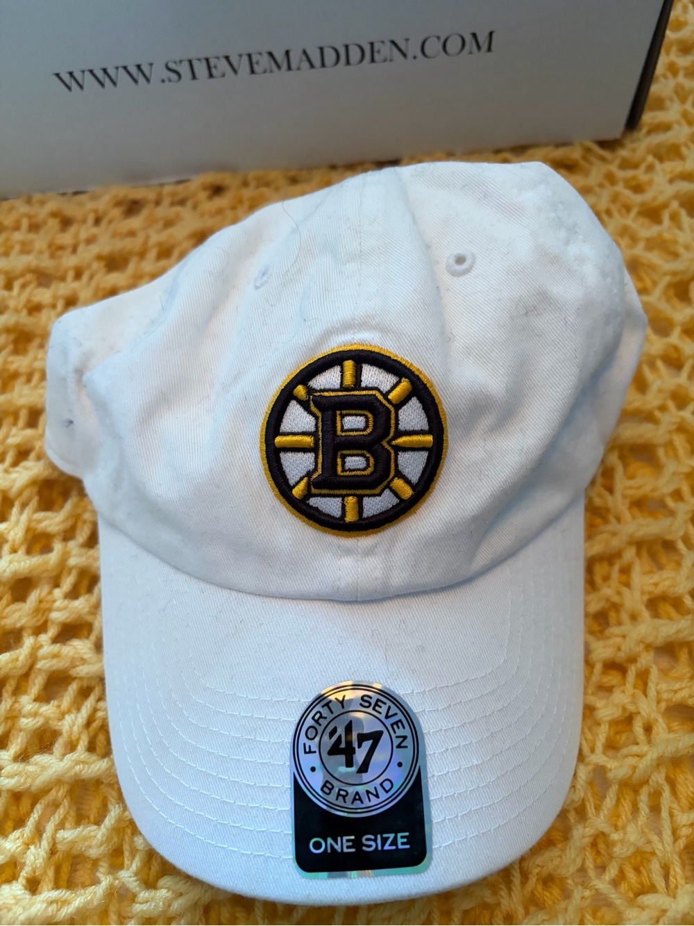 Boston Bruins White '47 Clean Up Cap